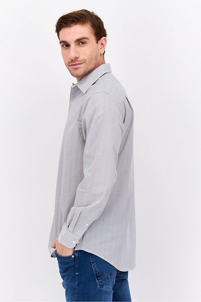 VAN HEUSEN Men Regular Fit Long Sleeve Allover Print Dress Shirt, White