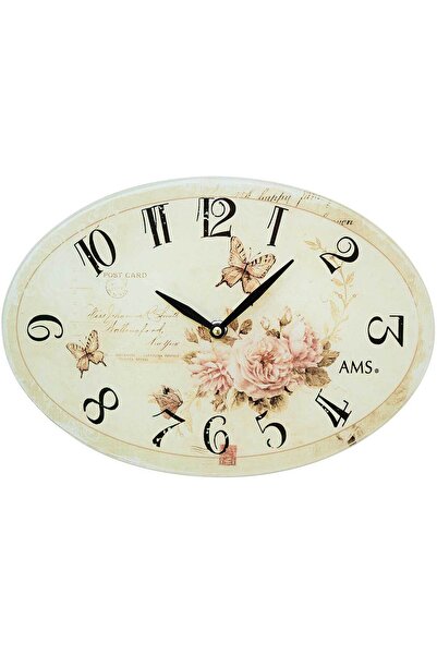 AMS Wall Clock 9478, Quartz, Cream, Analogue, Classic