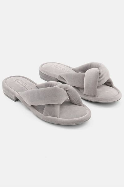 Aerosoles Women Medium Slip-on Jaxon Velvet Sandals, Grey