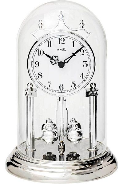 AMS Table Clock AMS 1206, Quartz, White, Analogue, Classic