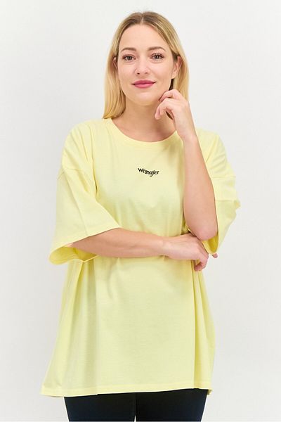 WRANGLER Women Crew Neck Short Sleeves Graphic Print T-Shirt, Yellow