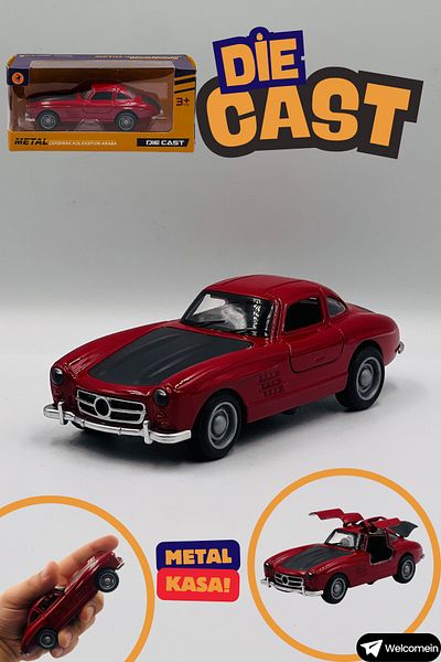 welcomein Toy Mercedes 300Sl Pull Drop Boxed Metal Die Cast Car Doors Opened Special for Collectors