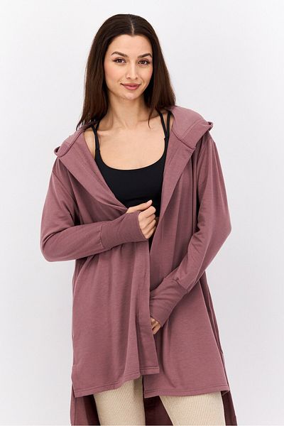 Nine West Women Hood Neck Brand Logo Cardigan, Mauve
