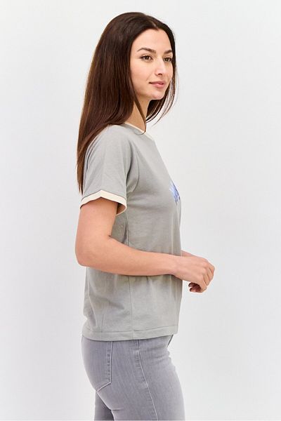 WRANGLER Women Crew Neck Short Sleeves Brand Logo T-shirt, Grey