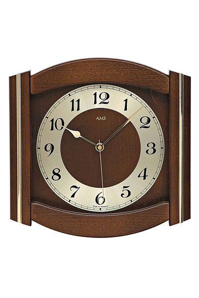 AMS Wall Clock 5822/1, Quartz, Gold, Analogue, Classic