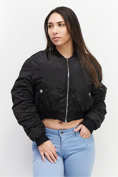 Cropp Women Round Neck Long Sleeve Plain Jackets, Black