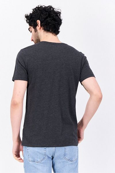 GAP Men V-neck Heather Short Sleeves T-shirt, Dark Charcoal