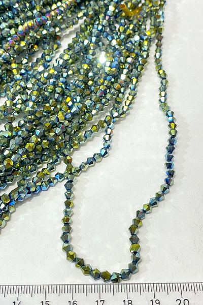 Hayalperest boncuk Πράσινη επίστρωση Pyramid Array Crystal Beads 4 mm