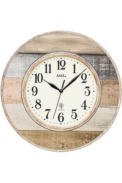 AMS Wall Clock 5975, Quartz, Cream, Analogue, Classic