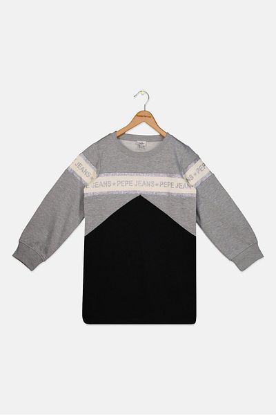 Pepe Jeans Kids Girl Brand Logo Long Sleeves Sweater Dress, Black