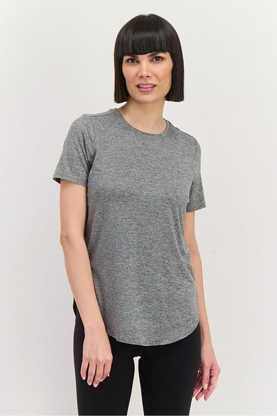 SKECHERS Women Sportswear Fit Short Sleeve Training T-shirts, Heather Grey