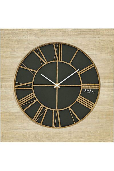 AMS Wall Clock 9641, Quartz, Green, Analogue, Modern