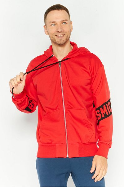Diesel Men Hooded Long Sleeves Solid Sweatshirt, Red