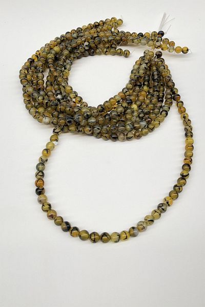 Hayalperest boncuk Yellow Patterned Agate Natural Stone 8 Mm