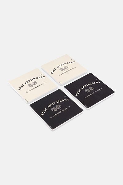 Rose Apothecary 4 Pieces Ceramic Square Coasters, Black