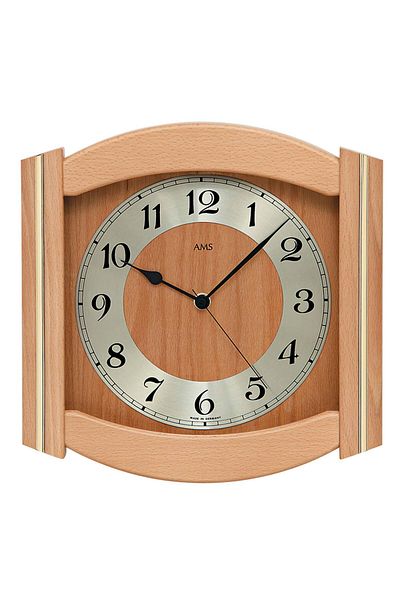 AMS Wall Clock 5822/18, Quartz, Gold, Analogue, Classic