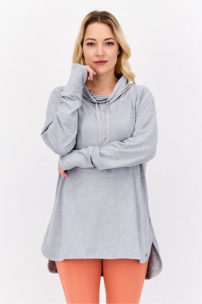 Jones of New York Women Sportswear Fit Long Sleeve Training Top, Heather Grey