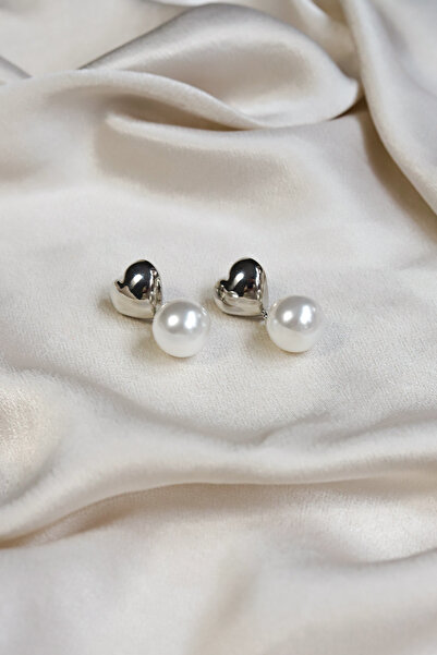 Brillo Pearl Detailed Heart Model Earrings