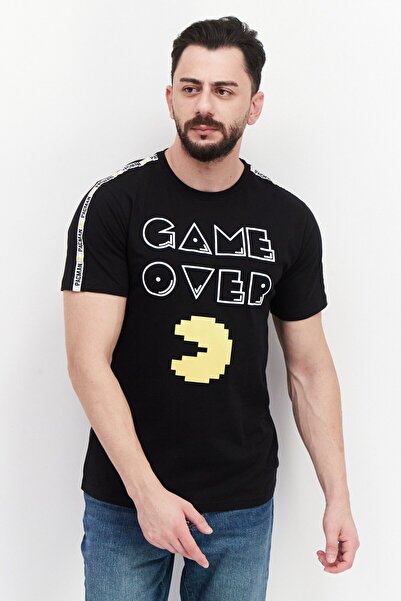 Pacman Men Crew Neck Short Sleeve Graphic Print T-Shirt, Black Combo