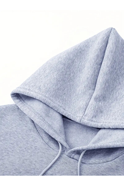 Pink Sky Smile Printed Oversize Hooded Kangaroo Pocket