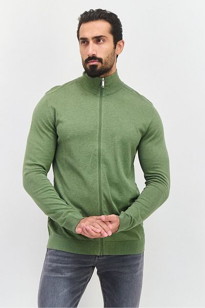 Selected Homme سويت شيرت رجالي بأكمام طويلة وياقة عالية، أخضر