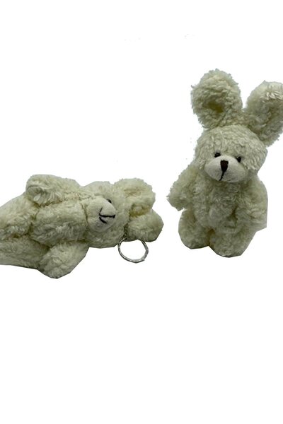 Hayalperest boncuk Bej Peluş Yumoş Tavşan Anahtarlık 12 cm