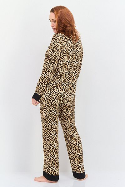 Marilyn Monroe Women 2 Pieces Leopard Pattern Pajama Top And Bottom Set, Black Combo