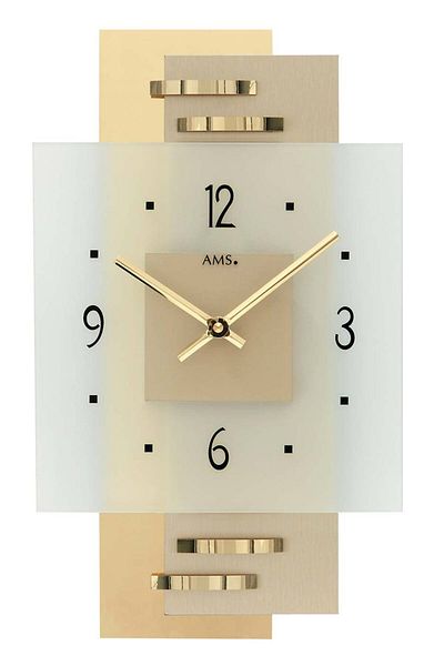 AMS Wall Clock 9241, Quartz, Beige, Analogue, Modern