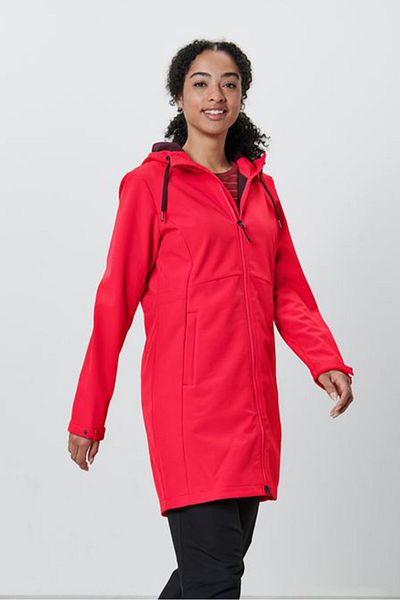 Tchibo Women Hooded Long Sleeve Plain Softshell Coat, Red