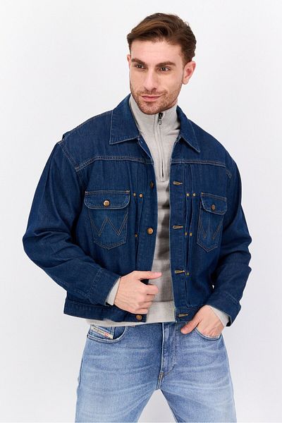 WRANGLER Men Washed Denim Jacket, Blue