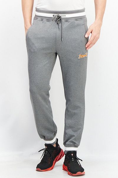 Le tigre Men Regular Fit Patch Logo Jogger Pants, Grey