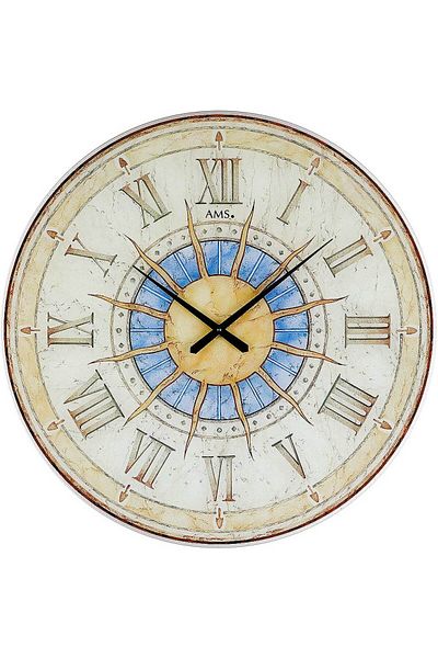 AMS Wall Clock 9230, Quartz, Beige, Analogue, Modern
