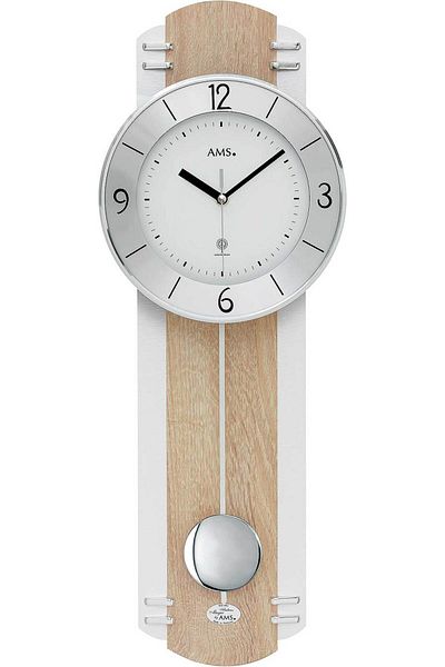 AMS Wall Clock 5291, Quartz, White, Analogue, Modern