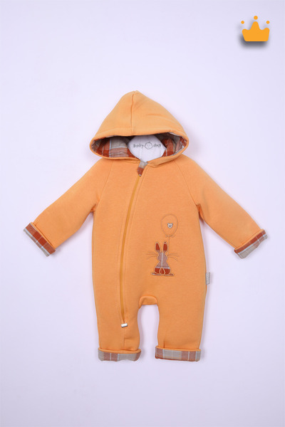 Babydola 0-24 Ay 3 İplik Desen Geçişli Kapşonlu Fermuarlı Kız Erkek Bebek Tul...