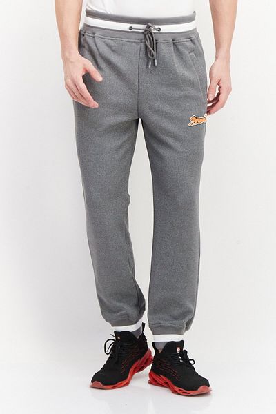 Le tigre Men Drawstring Brand Logo Pull-on Track Pants, Grey