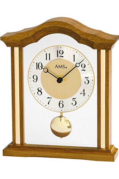 AMS Table Clock 1174/4, Quartz, Brown, Analogue, Classic