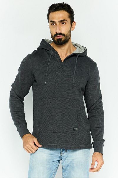 Silver Jeans Co. Men Hooded Striped Long Sleeves Sweatshirt, Grey