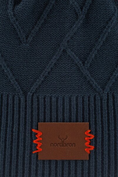 Nordbron Чоловіча океансько-синя м'яка шапка з трикотажним візерунком, логотипом та еластичною підкладкою, з подвійним складанням, базова модель Bonham