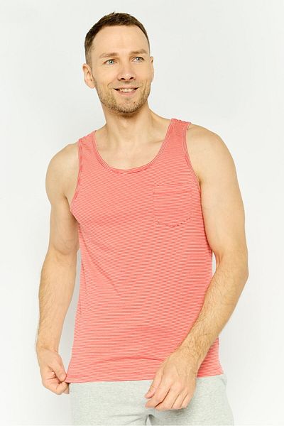 GAP Men Scoop Neck Sleeveless Stripe Vest, Peach