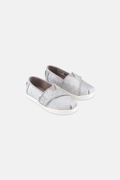 Toms Toddlers Girl Alpargata Slip On Casual Shoes, Silver
