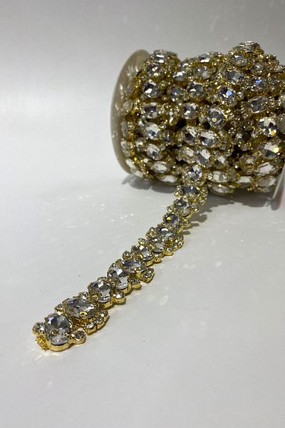 Hayalperest boncuk Glass Oval Stoned Shiny Evening Dress Stoned Strip Sconce