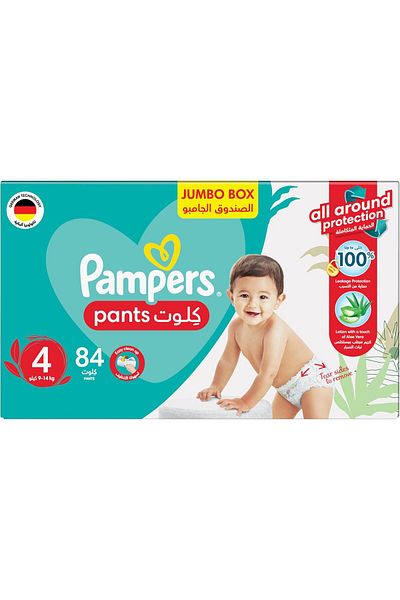 Pampers Aloe Vera, Size 4, Maxi, 9-14kg, Jumbo Pack, 84 Taped Diapers