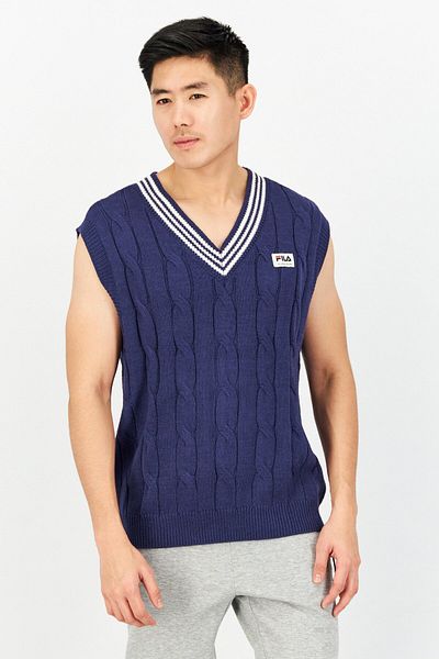 Fila Men Sportswear Fit Knitted Outdoor Vest, Blue