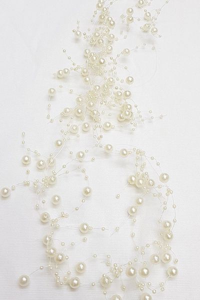 Hayalperest boncuk 1 Mt Cream Pendant Lamp with Pearls and Line