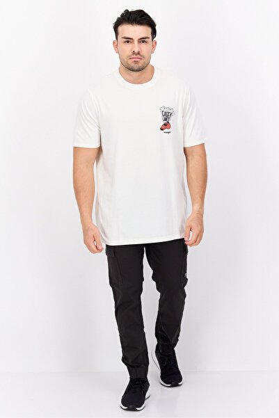WRANGLER Men Round Neck Short Sleeves Graphic Print T-Shirt, Off-White