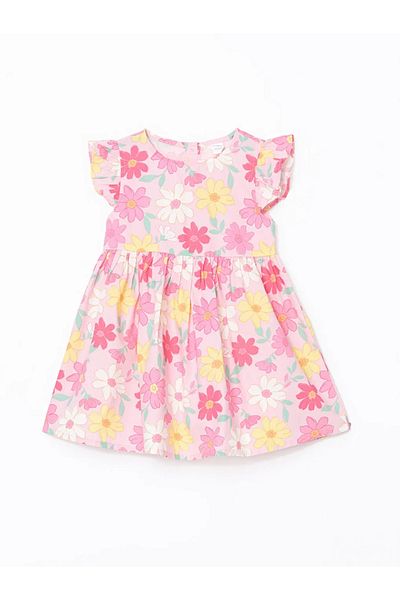 LC Waikiki Lcw Kids Pink Floral Poplin Baby Girl Dress
