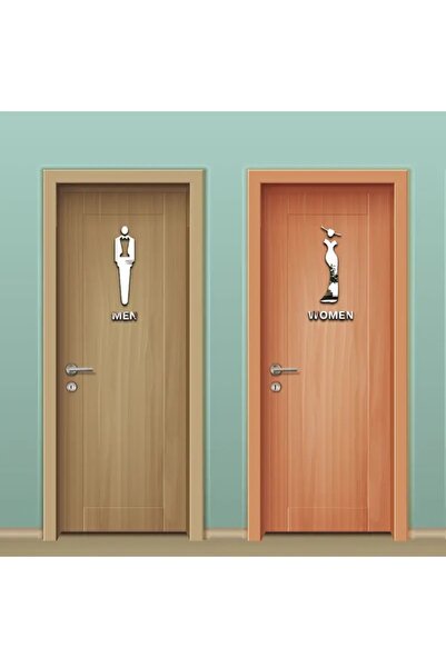 VENON 2 Li Set Pleksi Ayna Women-Men Tuvalet Kapı Düzenleyici Kapı Süsü Wc Tu...