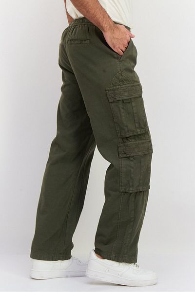 Good For Nothing Men Regular Fit Solid Cargo Pants, Khaki