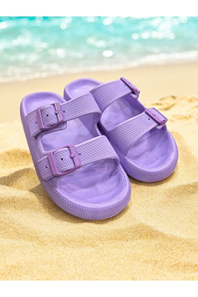 SHOUGO Жіночі пляжні капці для басейну та моря, щодня для дому, ванної кімнати, не ковзають, подвійна застібка.