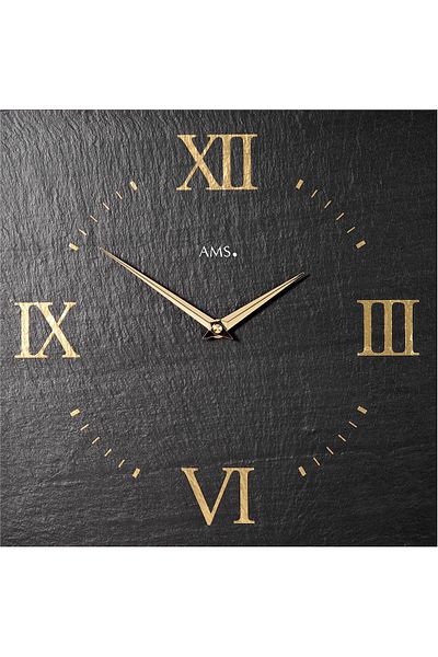 AMS Wall Clock 9517, Quartz, Black, Analogue, Modern